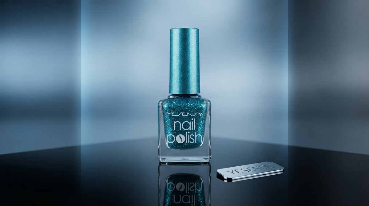 Teal Blue Shimmer Nail Polish