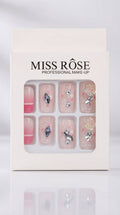 MISS ROSE Press-On Nails - Floral Art & Crystal Gems