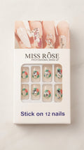 MISS ROSE Press-On Nails - Floral Wreath & Gems