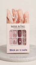 MISS ROSE Press-On Nails - Deep Mauve & Pink Plaid