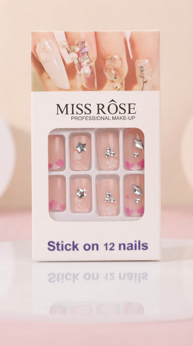 MISS ROSE Press-On Nails - Nude Base Pink Blossom