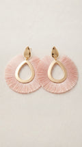 Boho Teardrop Tassel Earrings in Gold and Blush Pink