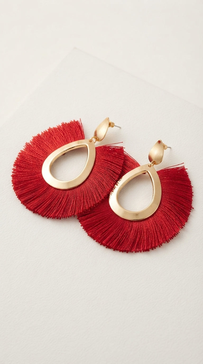Ruby Tassel Earrings