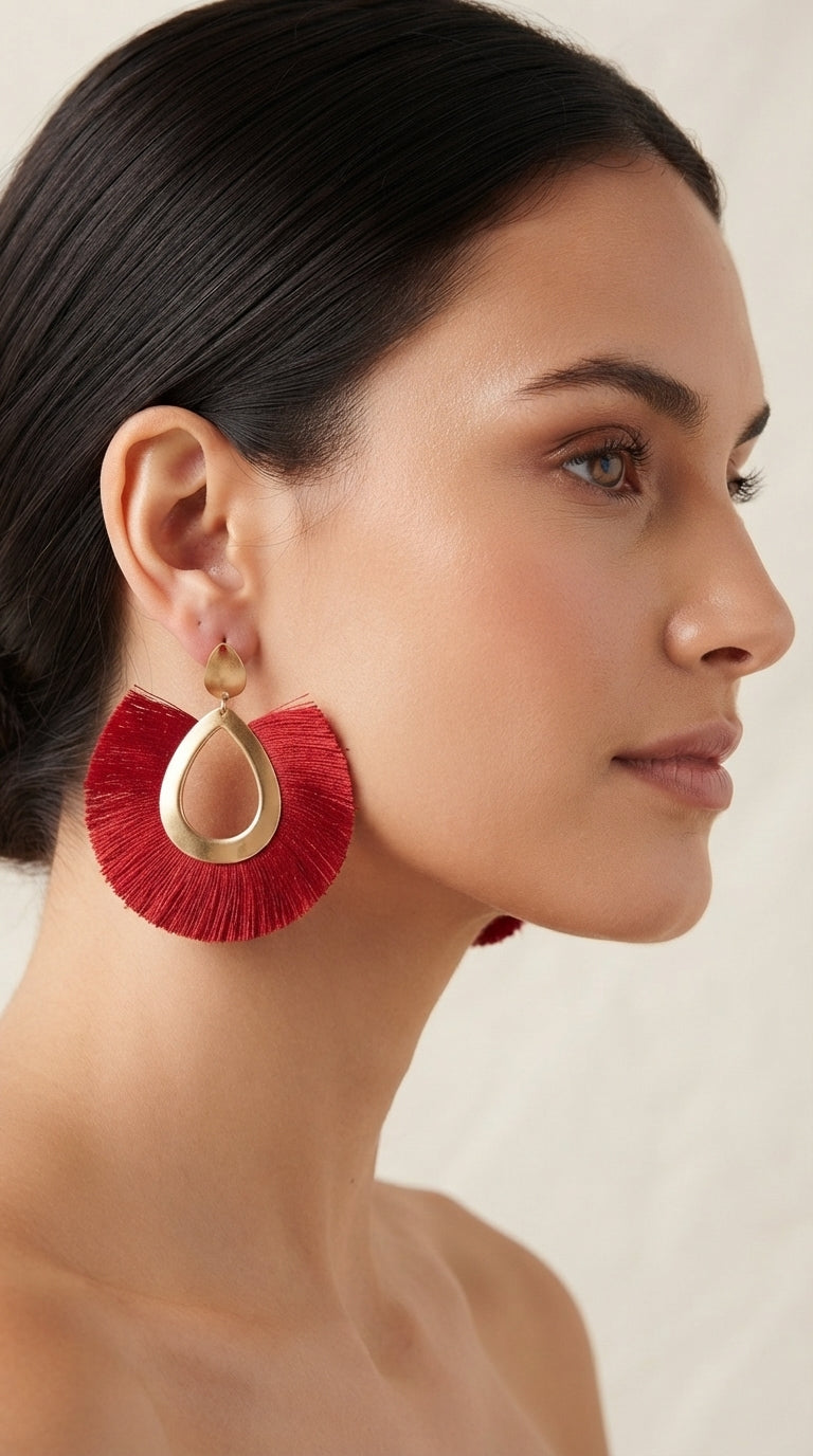 Ruby Tassel Earrings — view 2
