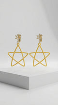 Yellow 3D Wire Star Drop Earrings