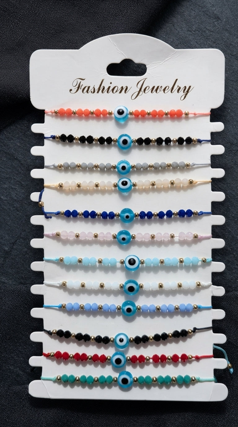 Multicolour Evil Eye Crystal Bracelet Set — view 2